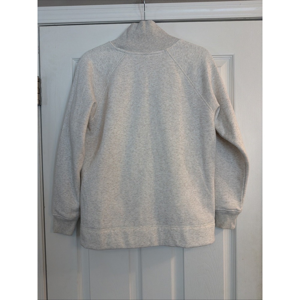 Athleta XS Cozy Karma Side Zip Funnel Neck Sweatshirt Off White Fleece Lined - Picture 5 of 9